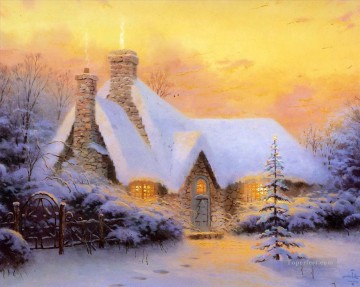 Artworks in 150 Subjects Painting - Christmas Tree Cottage TK